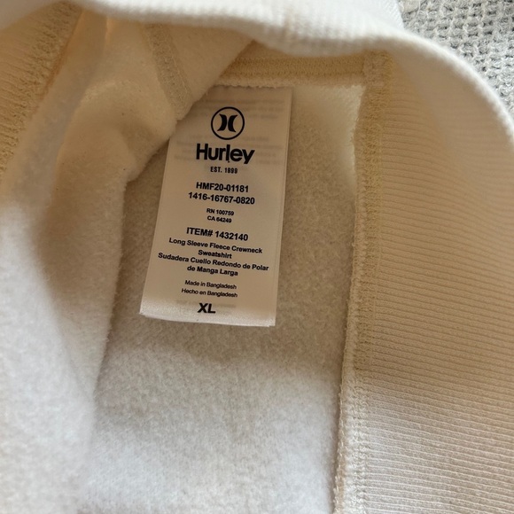 Hurley Men’s White Crewneck Sweatshirt. Size XL - Picture 6 of 11